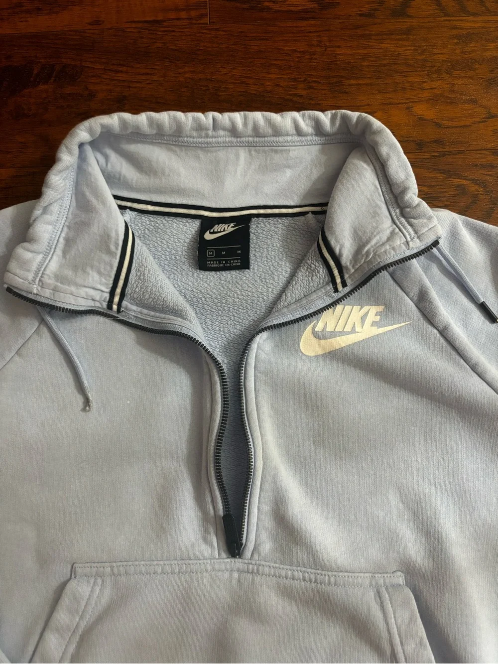 Nike Rally Club Fleece Pullover Sky Blue Mock Neck Sweatshirt Thick Quarter-Zip